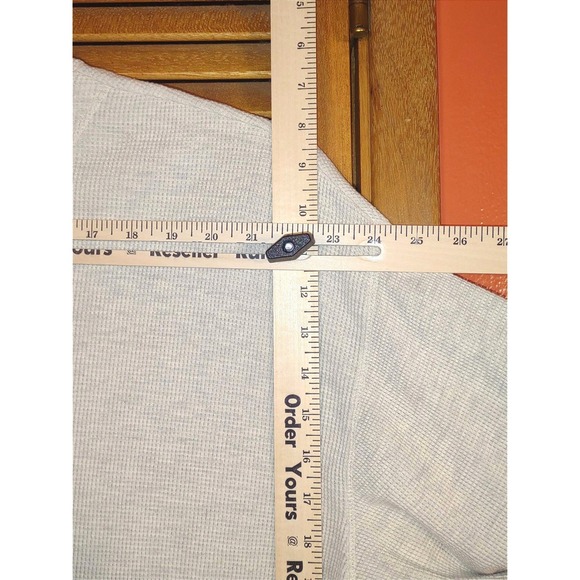 Vintage Thermal Waffle Knit Henley Shirt Heather Gray Cotton Blend - Size XL - Picture 6 of 7